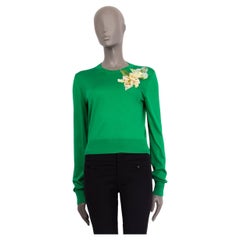 dolce and gabbana jumper DOLCE
GABBANA apple green silk FLOWER EMBELLISHED SHORT Sweater 42 M