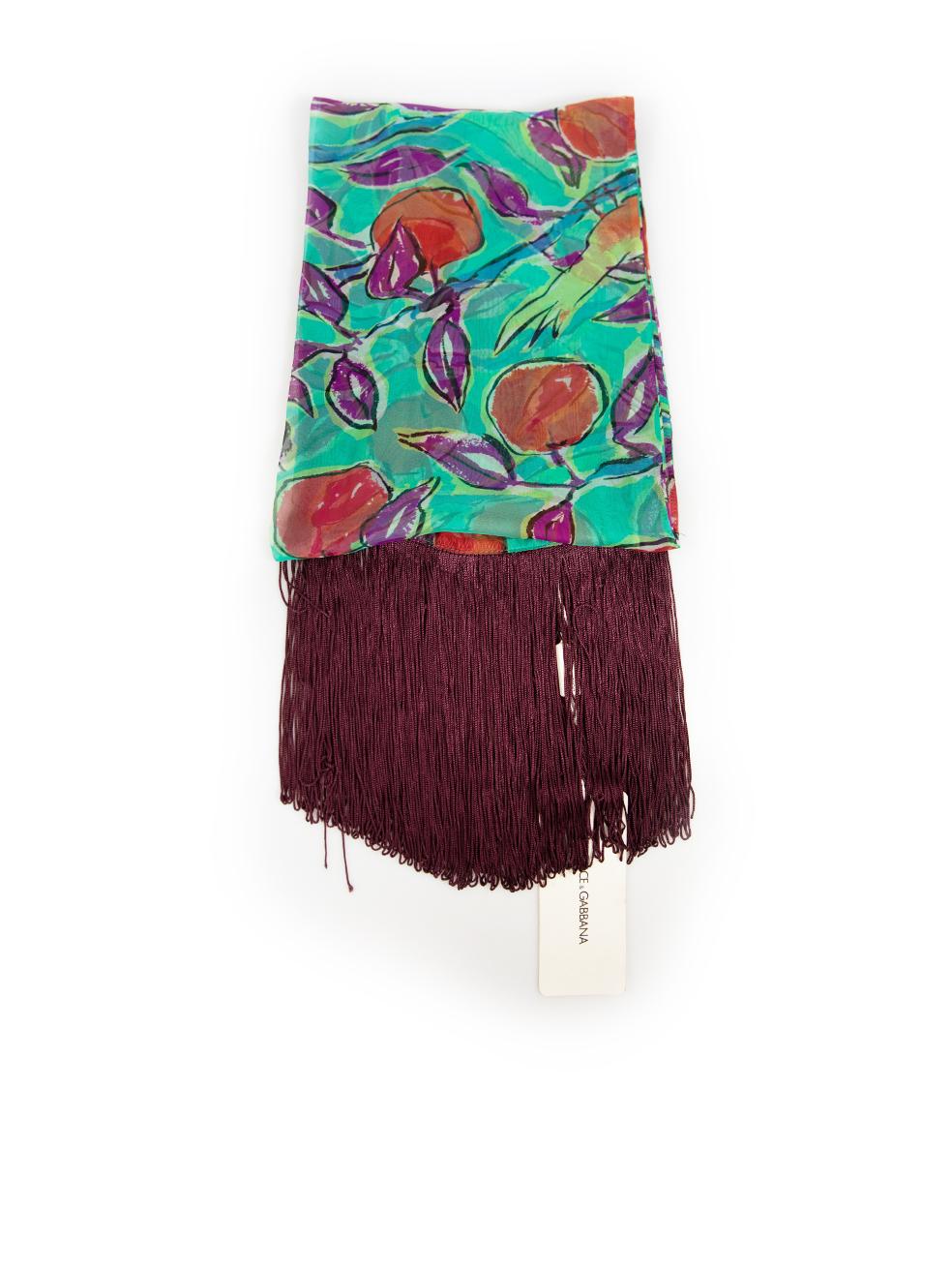 Gray Dolce & Gabbana Apple Print Silk Scarf For Sale