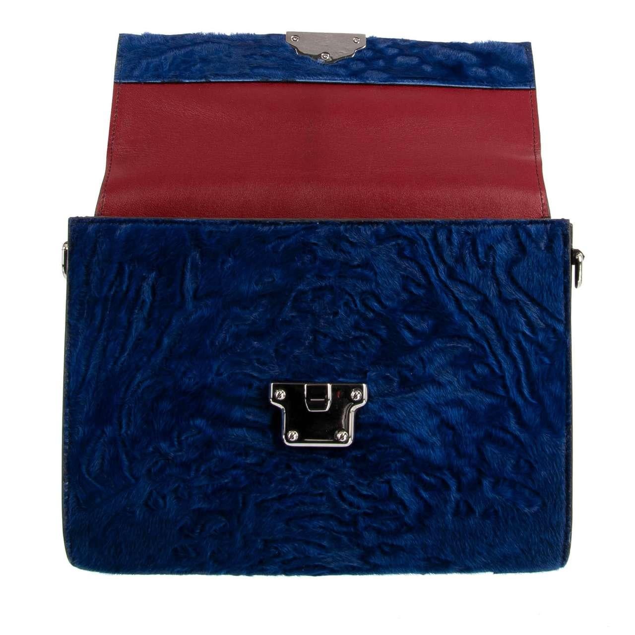 Dolce & Gabbana - Astrakan Fur LUCIA Bag Blue Black In Excellent Condition For Sale In Erkrath, DE