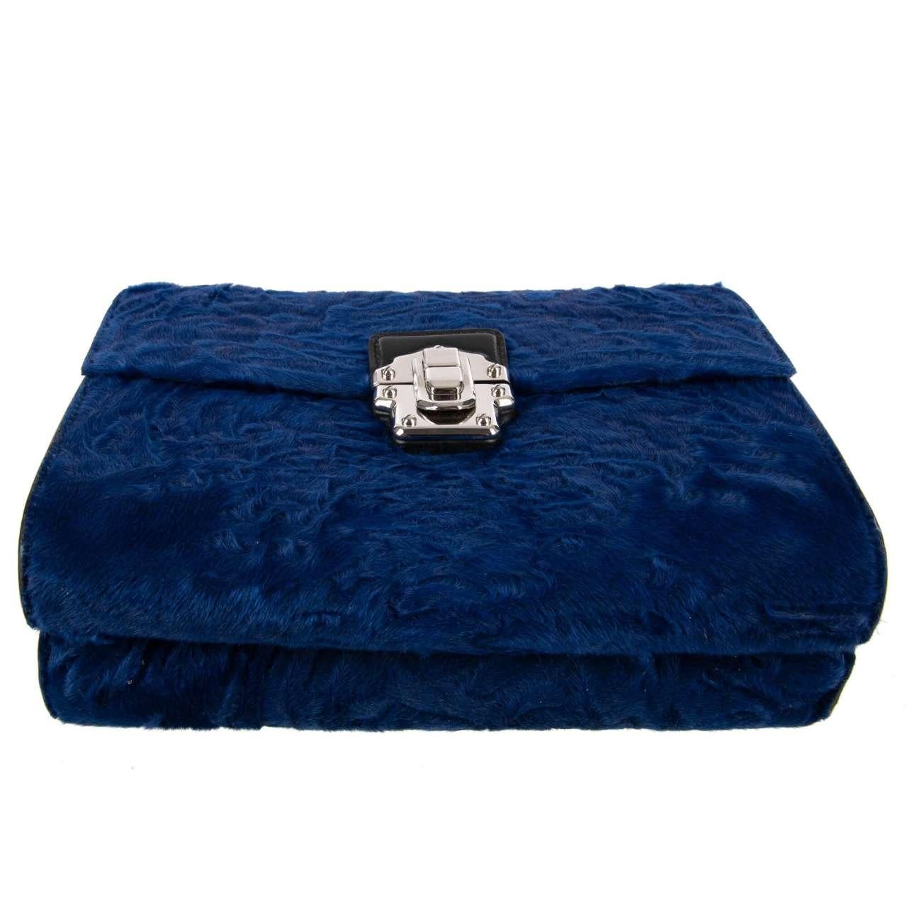 Women's Dolce & Gabbana - Astrakan Fur LUCIA Bag Blue Black For Sale