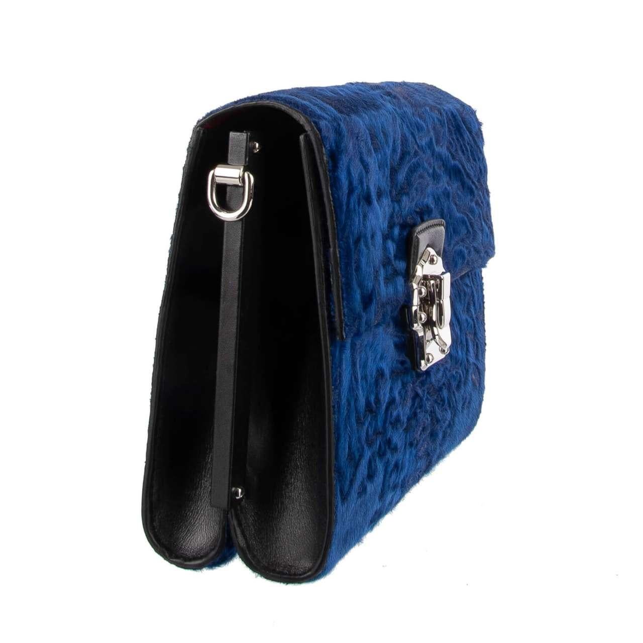 Dolce & Gabbana - Astrakan Fur LUCIA Bag Blue Black For Sale 2