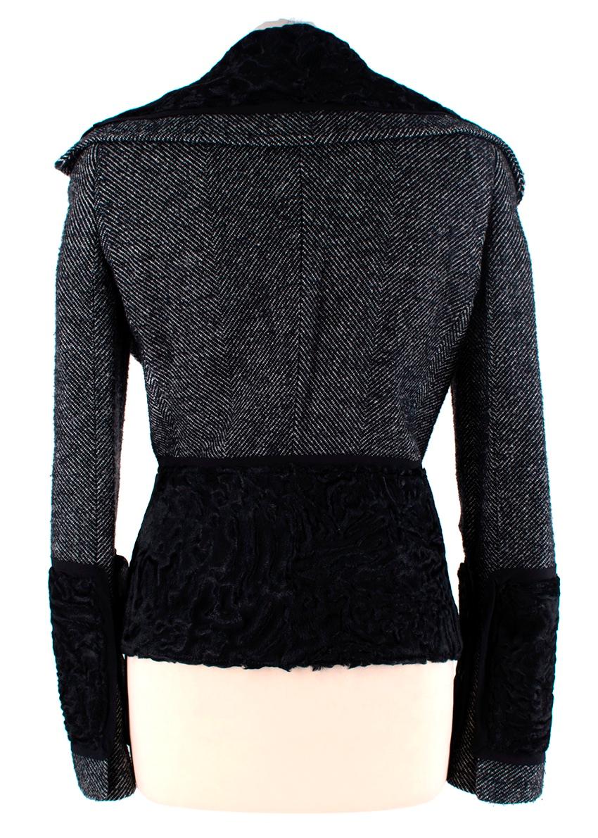 Chaqueta de tweed Dolce & Gabbana Astrakhan y Espiga Negro en venta