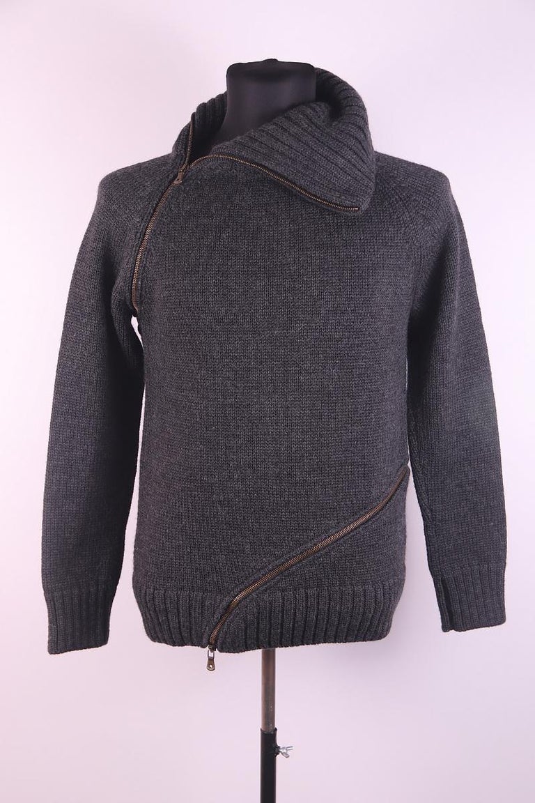 AW 2003 Dolce and Gabbana OG Spiral Zip Chunky Sweater For Sale at