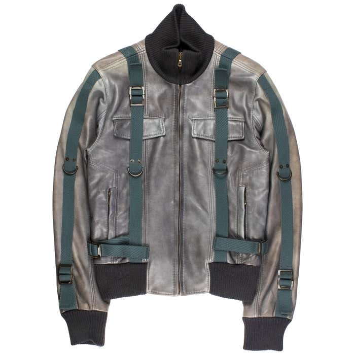 Dolce and Gabbana AW2003 Leather Bondage Bomber Jacket at 1stDibs