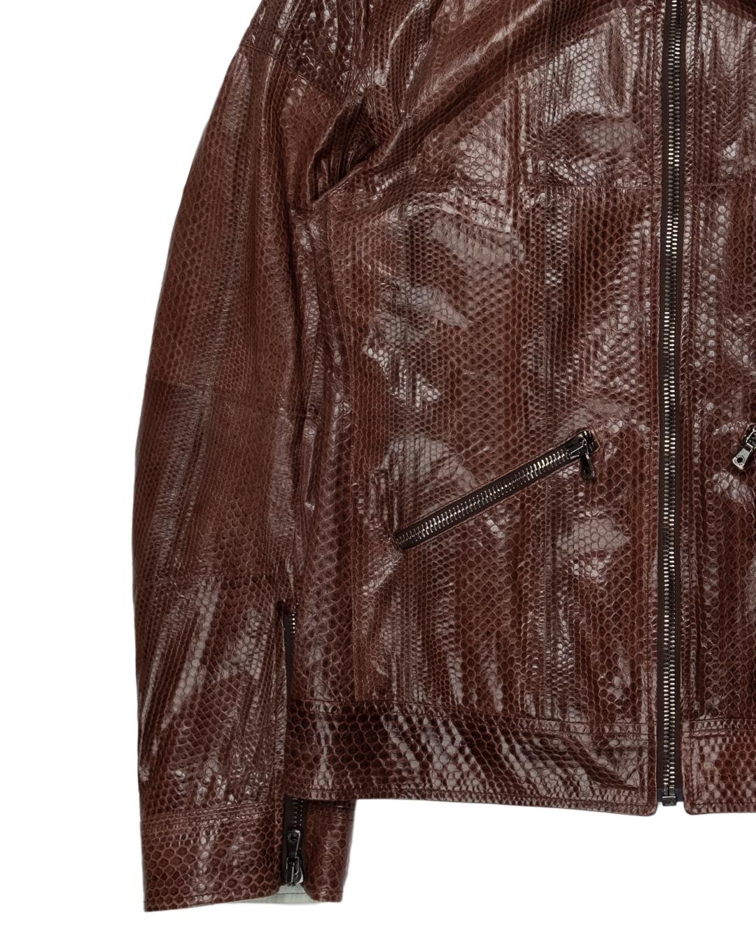 Dolce & Gabbana AW2005 Real Python Leather Jacket In Good Condition For Sale In Beverly Hills, CA