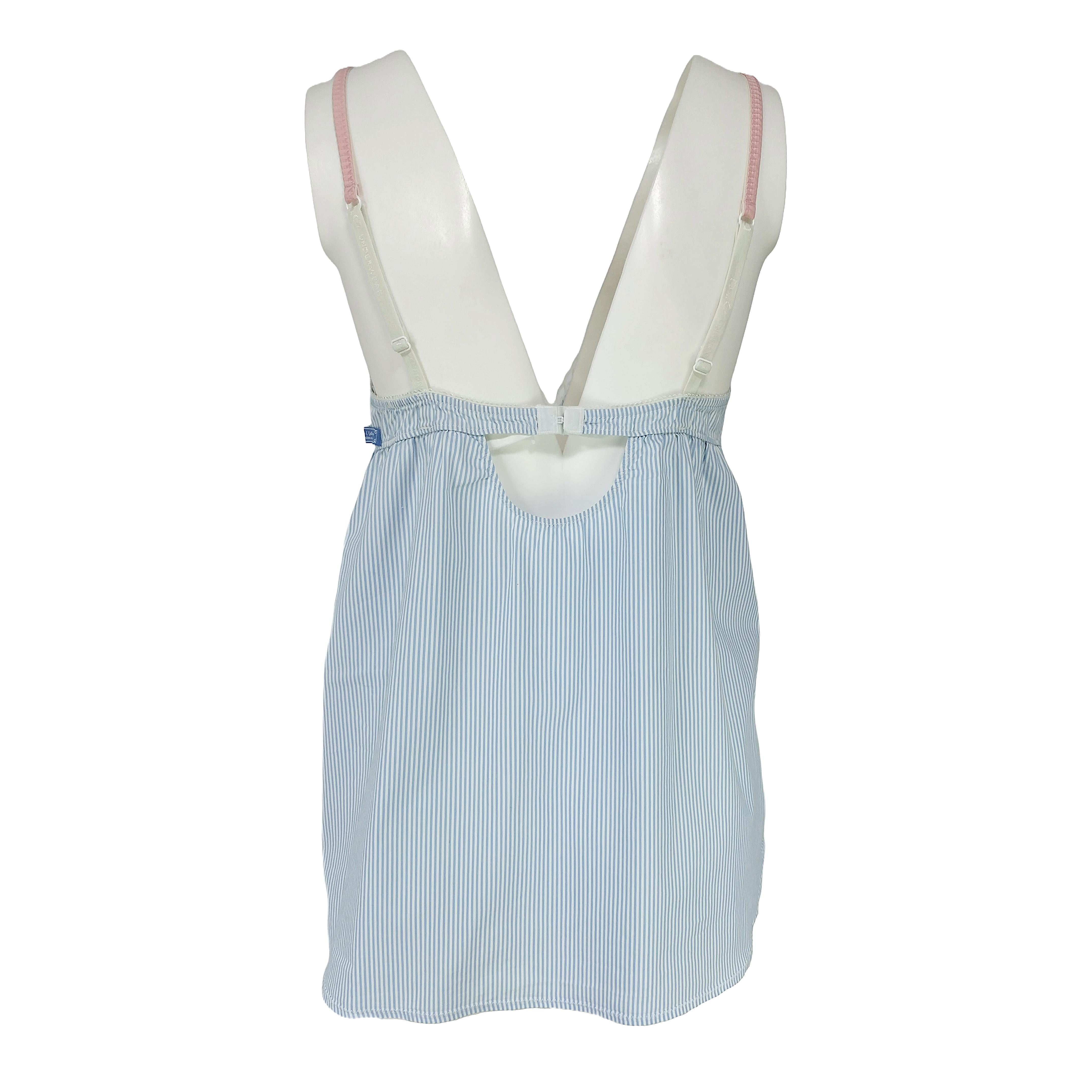 DOLCE & GABBANA – Azure Cotton Babydoll with Adjustable Straps  Size S/M In Excellent Condition In Cuggiono, MI