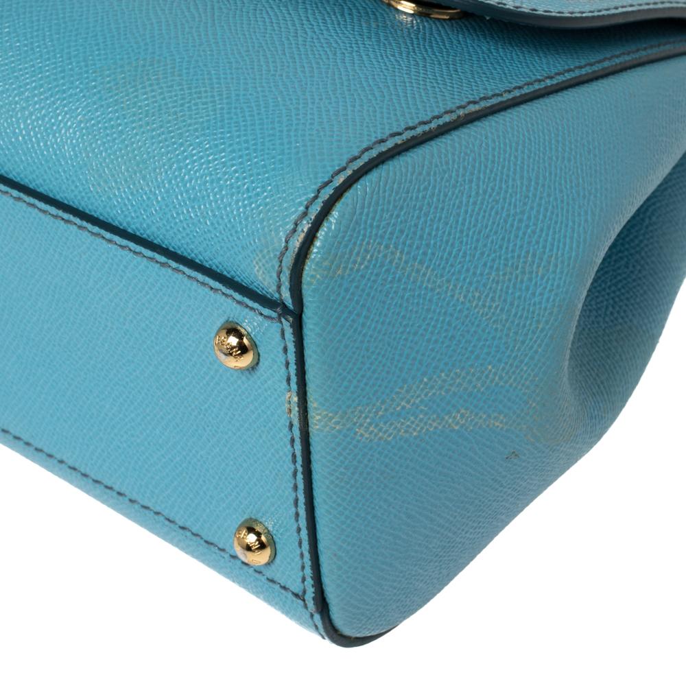 Dolce & Gabbana Baby Blue Leather Medium Miss Sicily Top Handle Bag 8