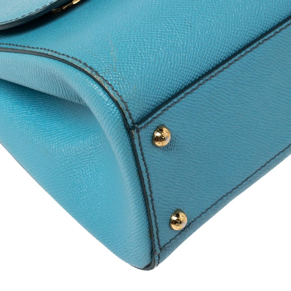 Dolce & Gabbana Baby Blue Leather Medium Miss Sicily Top Handle Bag 9