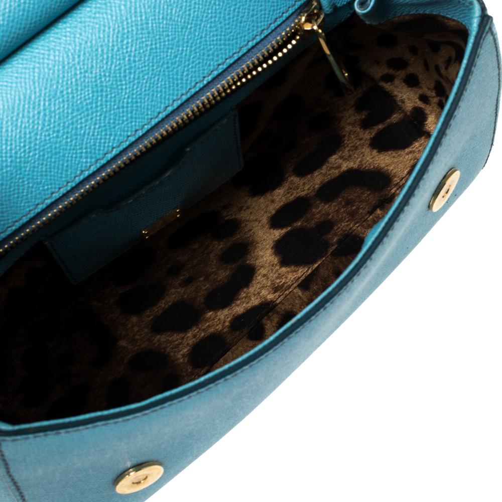 Dolce & Gabbana Baby Blue Leather Medium Miss Sicily Top Handle Bag 2