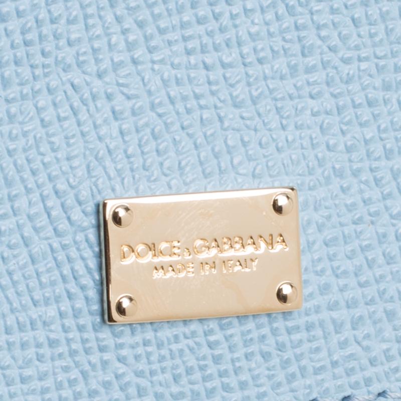 Dolce & Gabbana Baby Blue Leather Medium Miss Sicily Top Handle Bag 1