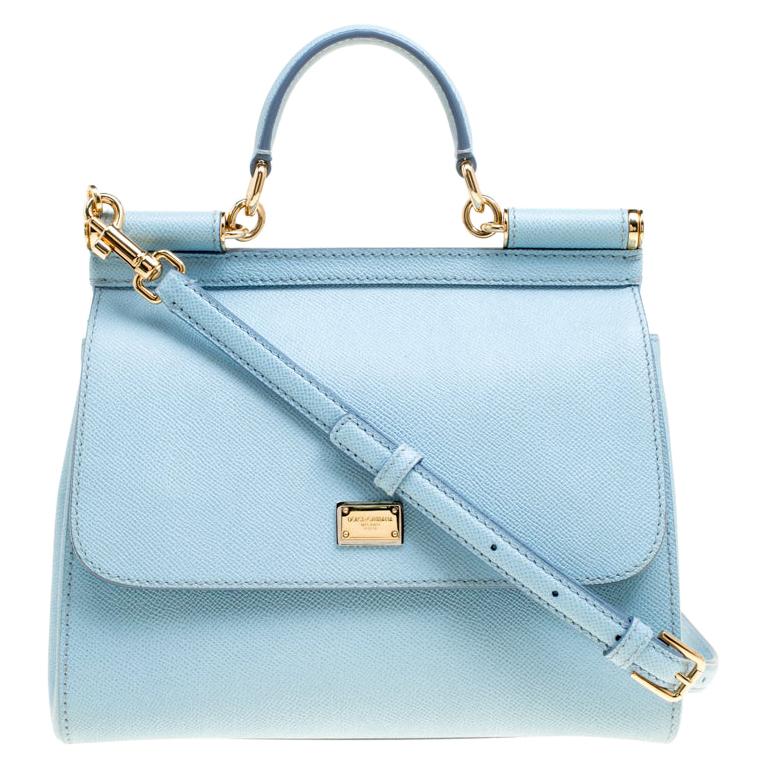 Dolce and Gabbana Baby Blue Leather Medium Miss Sicily Top Handle Bag at  1stDibs