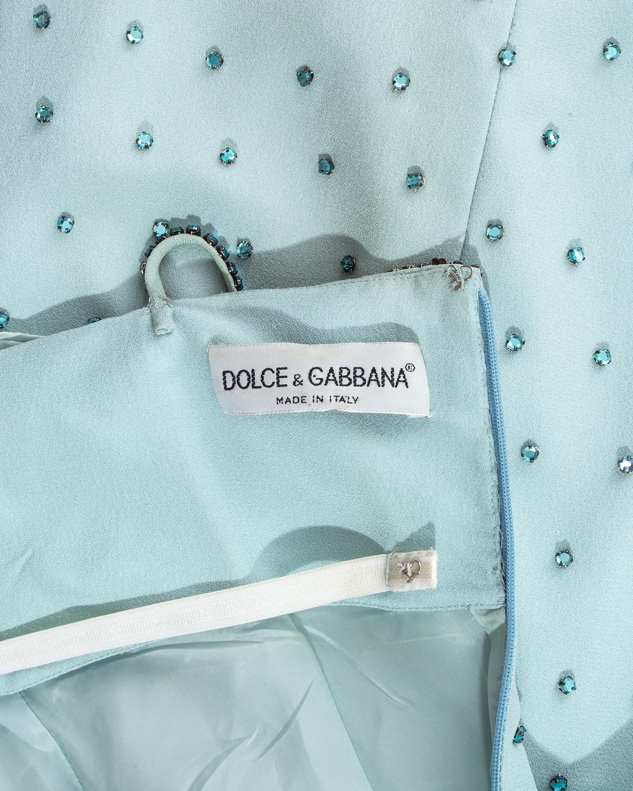 Dolce & Gabbana baby blue rhinestone mini dress, ss 1995 1