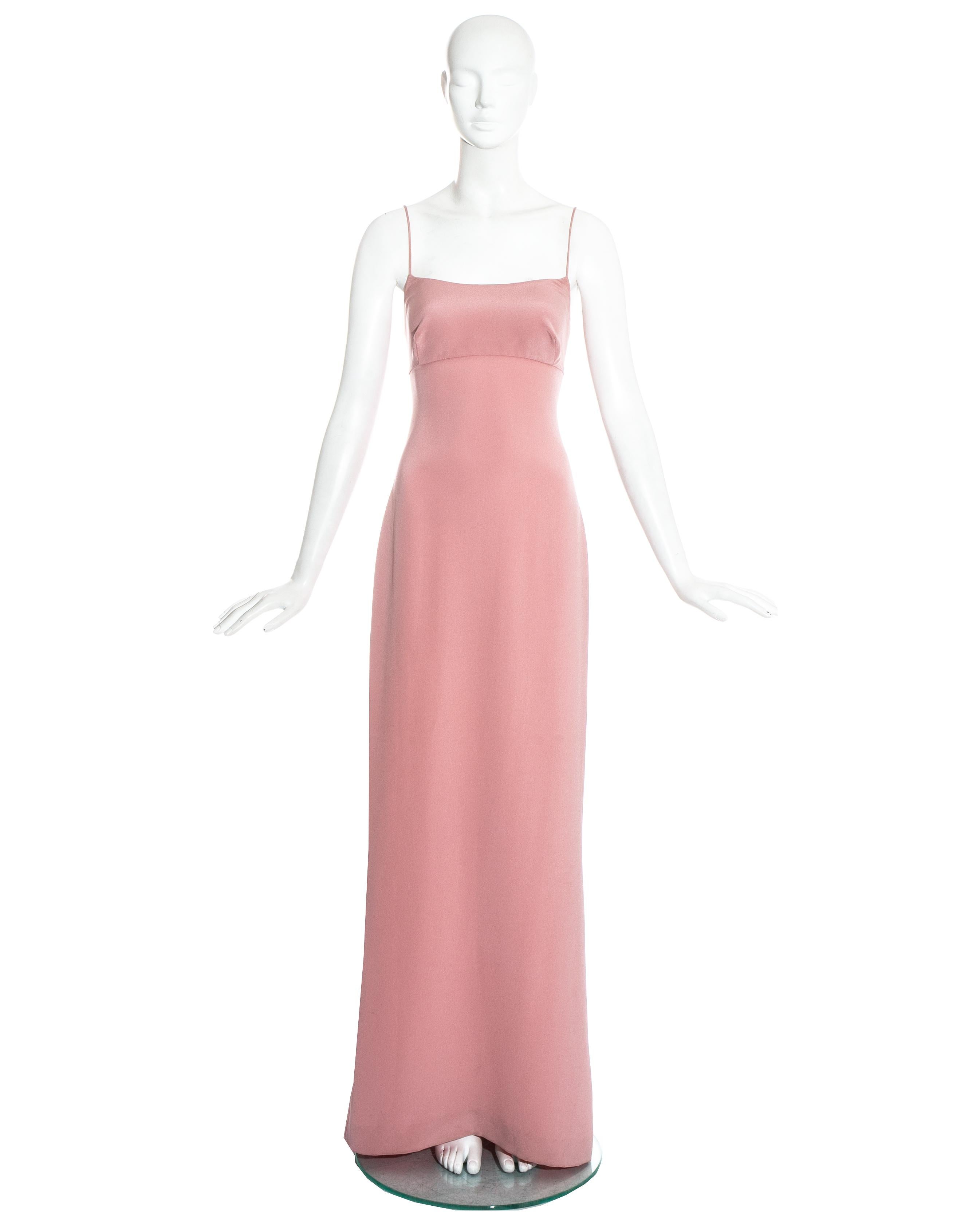 Dolce & Gabbana baby pink silk maxi dress with spaghetti straps and leg slit at the back

Spring-Summer 1995
