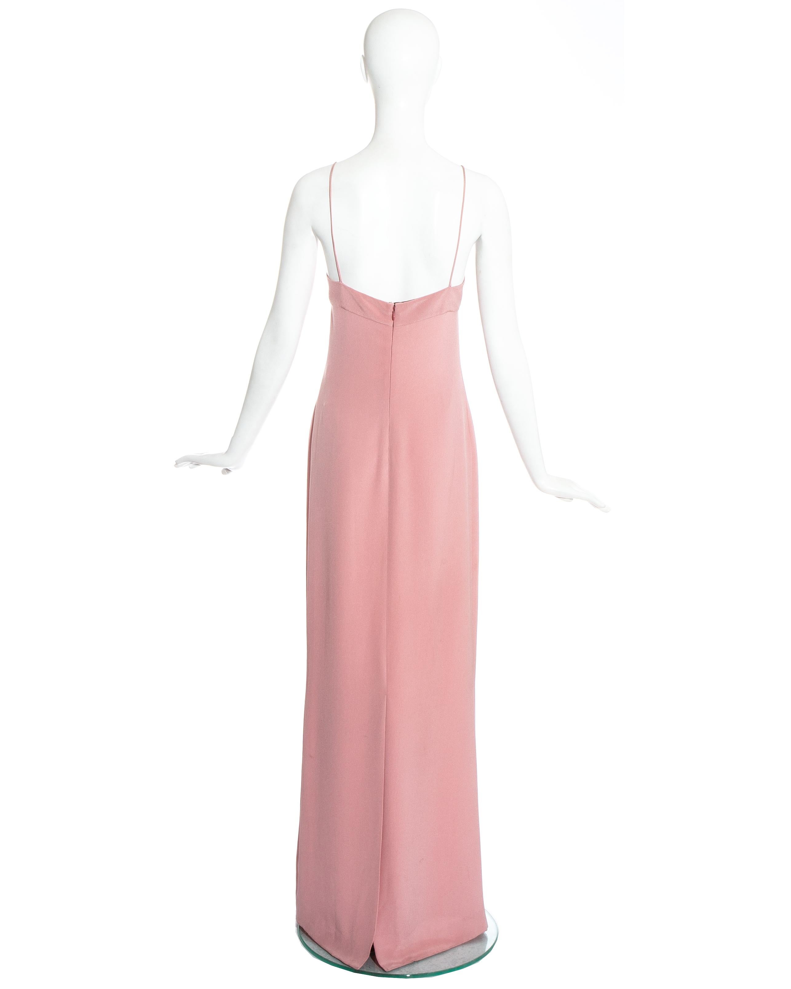 pink silk maxi dress