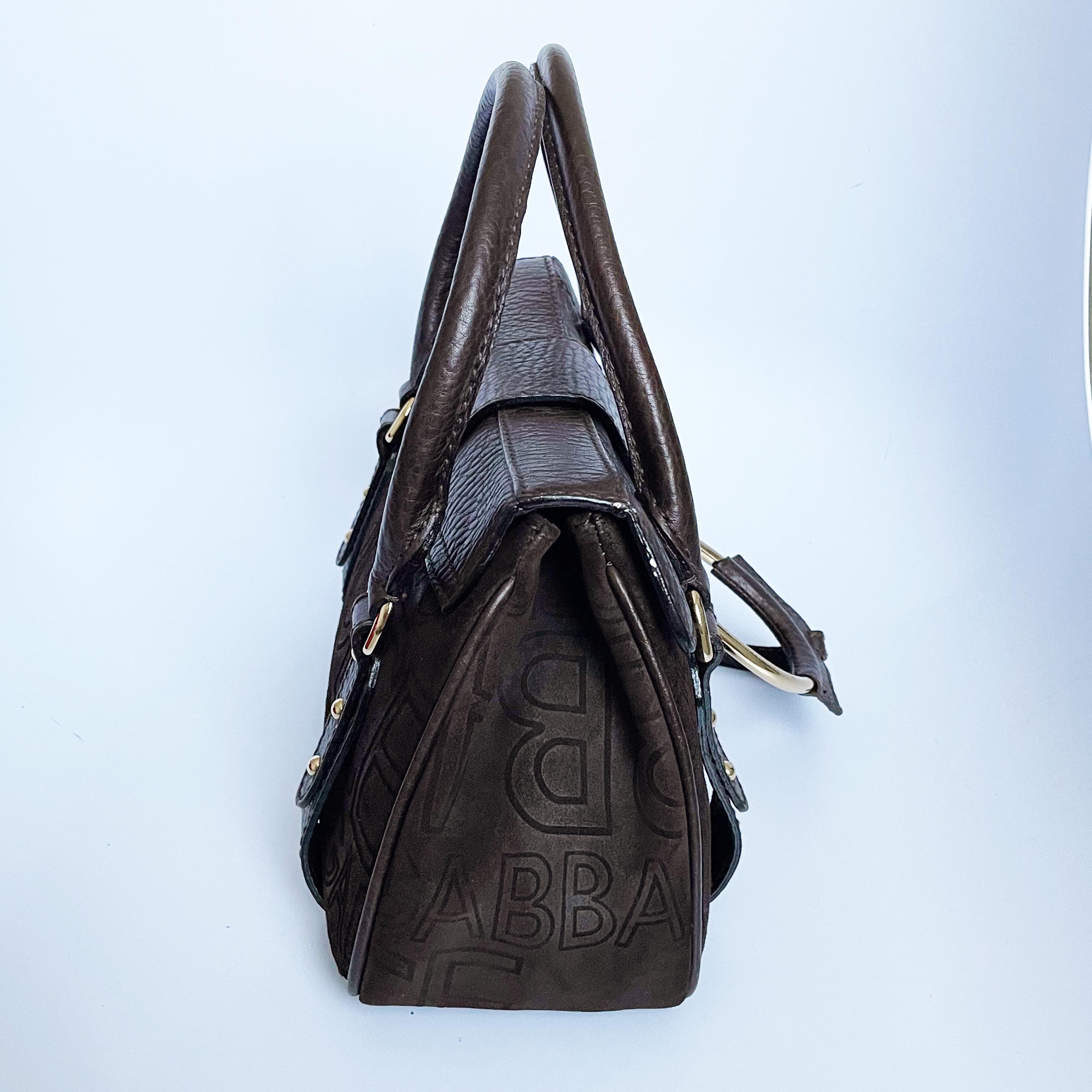Dolce & Gabbana Bag D-Ring Flap Bag Leather Satchel Logo Stamp with COA  For Sale 1