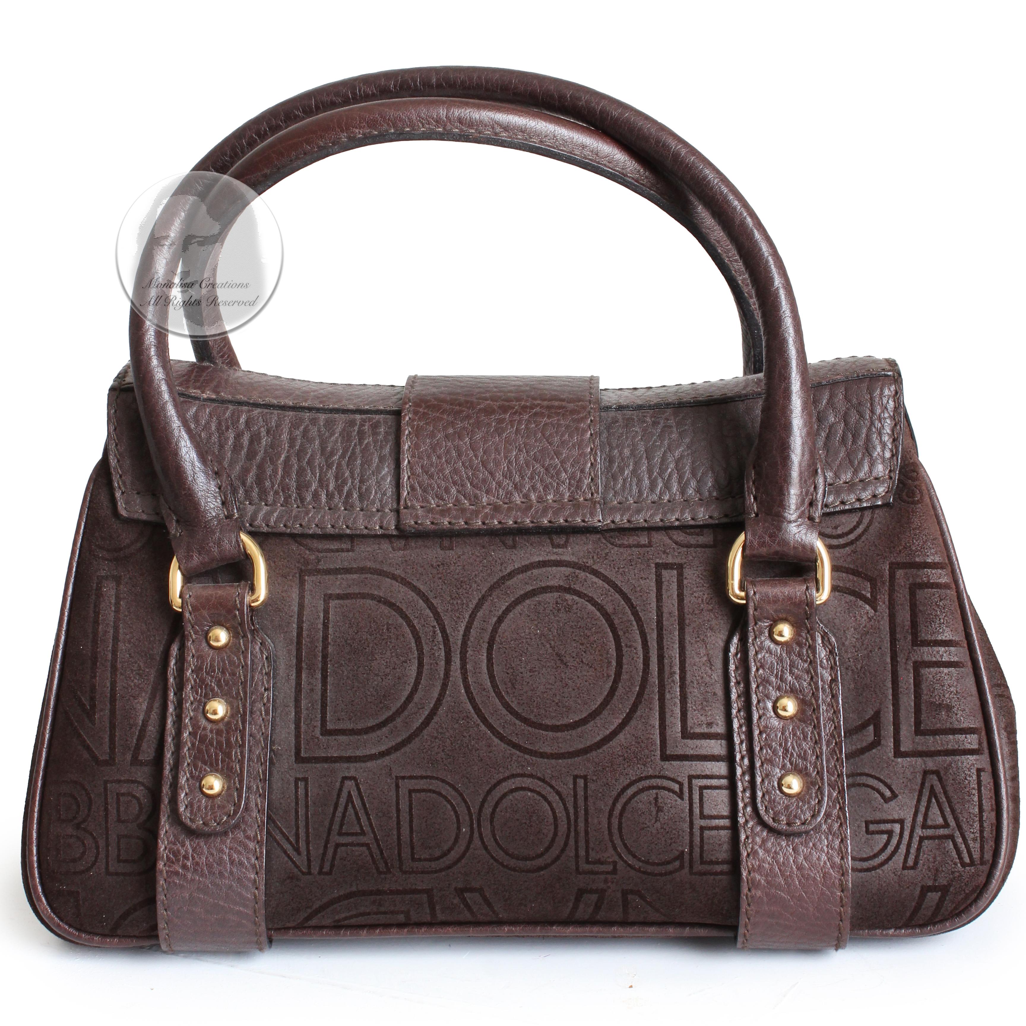 Dolce & Gabbana Bag D-Ring Flap Bag Leather Satchel Logo Stamp with COA  For Sale 3