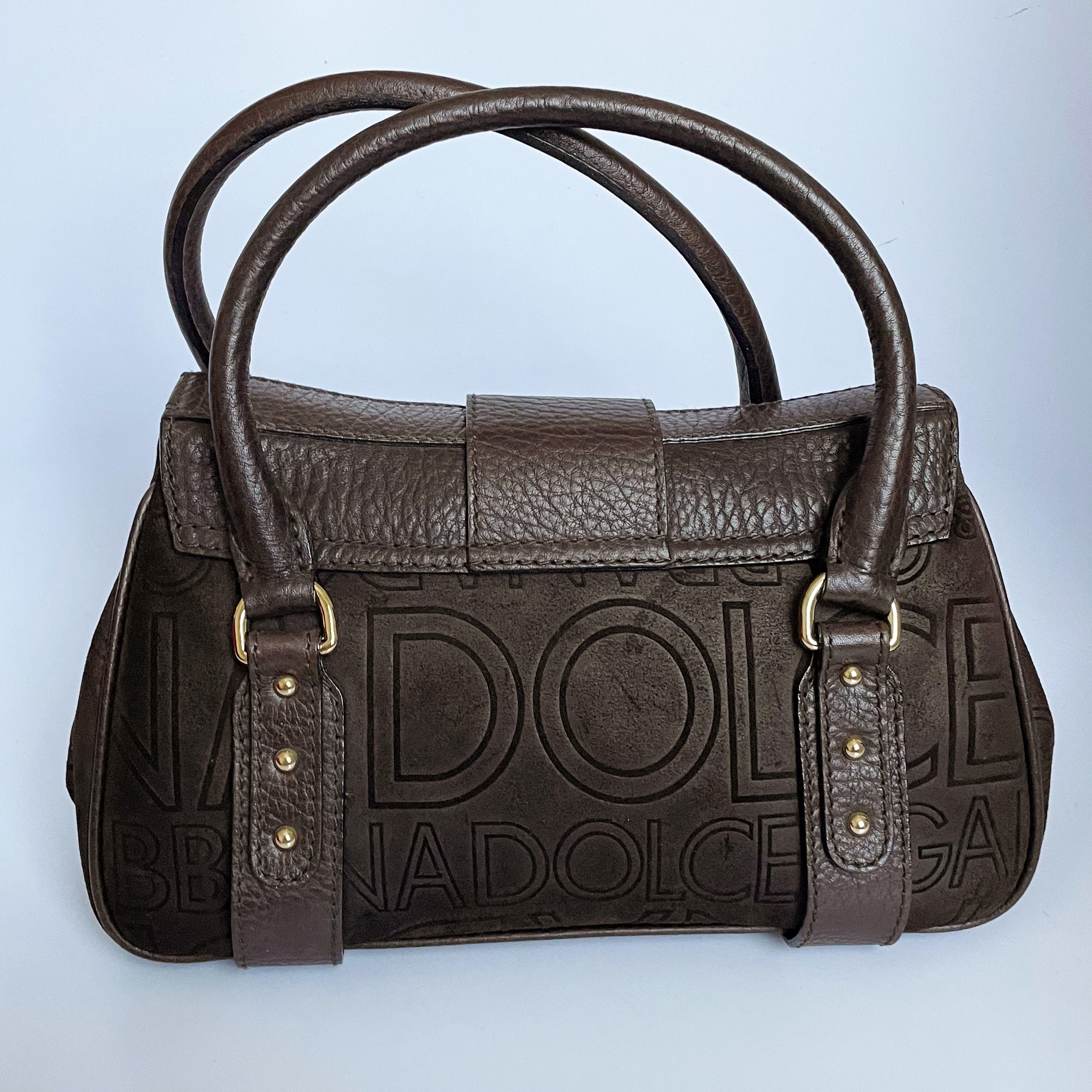 Dolce & Gabbana Bag D-Ring Flap Bag Leather Satchel Logo Stamp with COA  For Sale 3