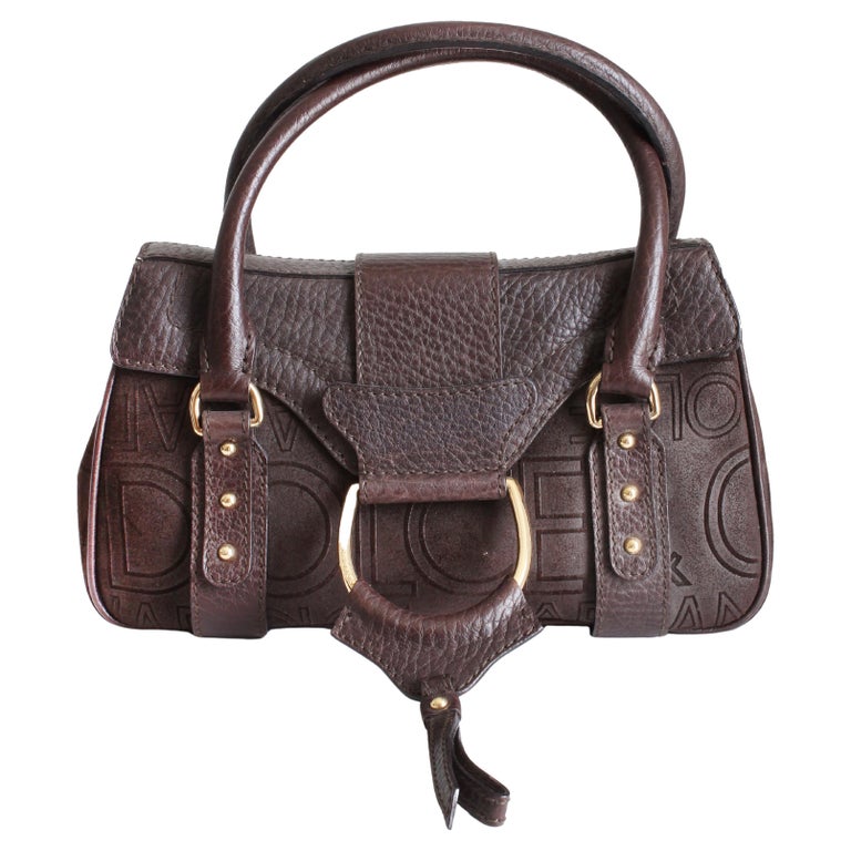 Dolce and Gabbana Bag D-Ring Flap Bag Leather Satchel Logo Stamp 