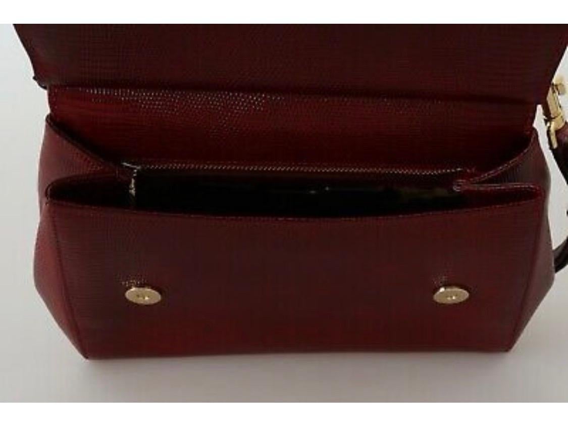 Dolce & Gabbana Bag SICILY Red Leather Crystal Borse Satchel Handbag Purse In New Condition In WELWYN, GB