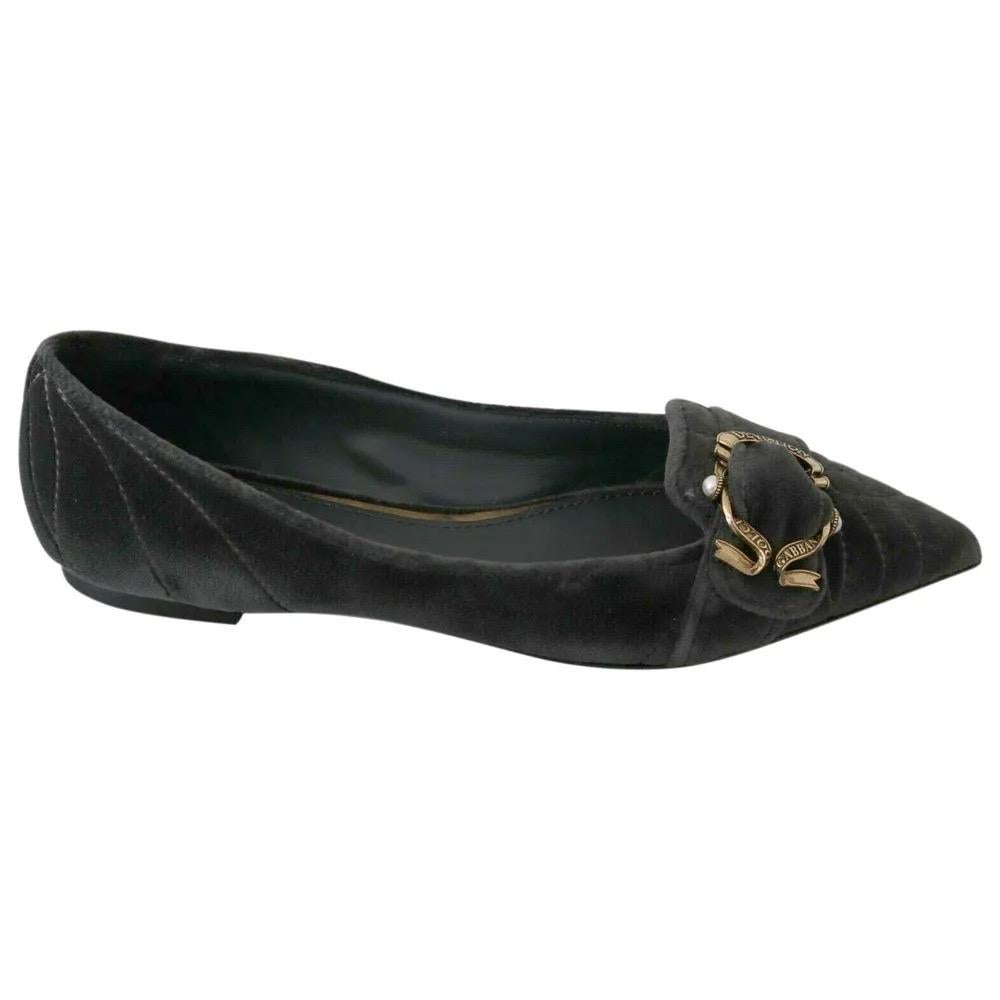 Dolce and Gabbana ballerinas grey velvet flats shoes For Sale at 1stDibs