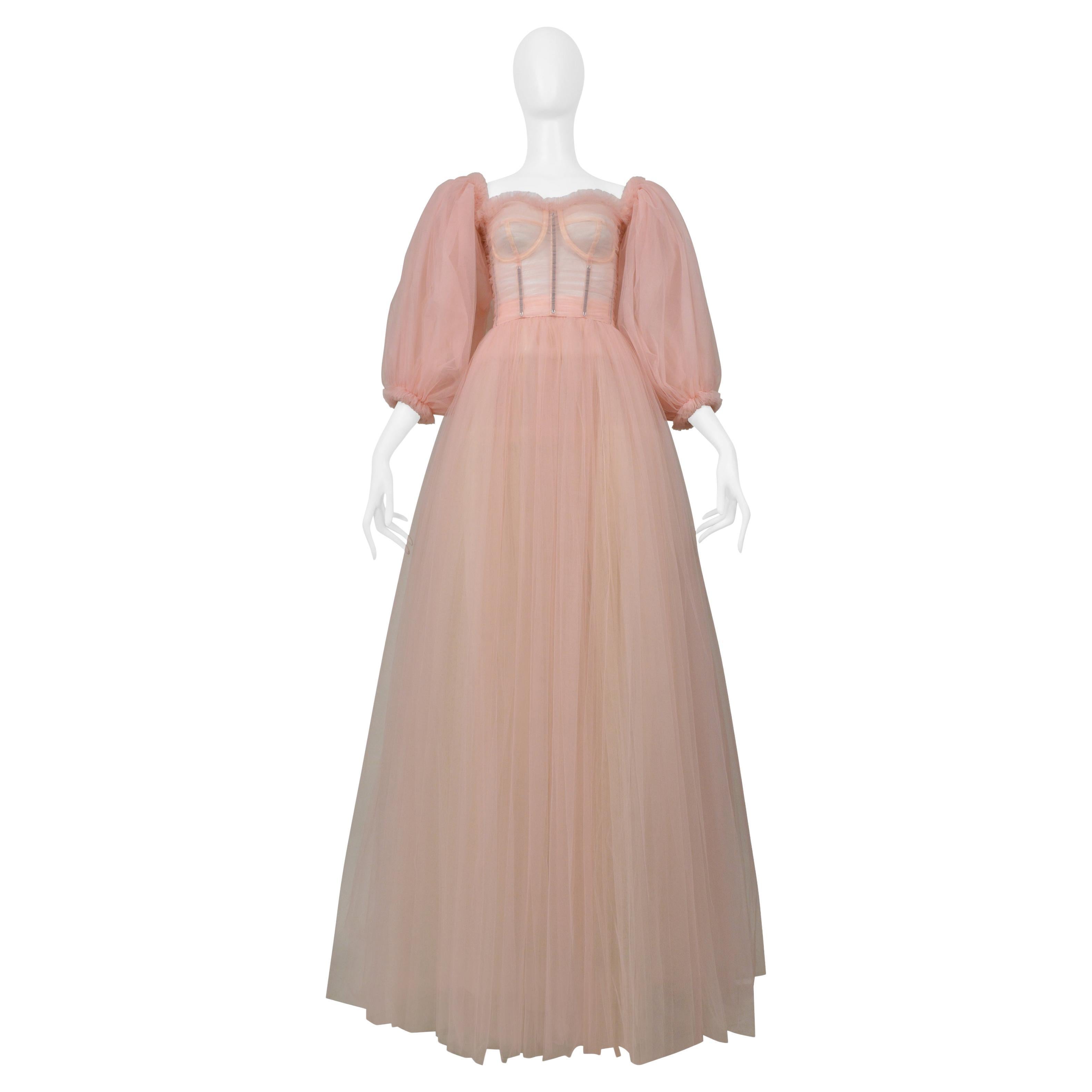 Dolce & Gabbana Abito da ballo in tulle con maniche a sbuffo, rosa, con maniche a sbuffo