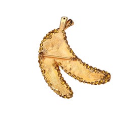 Dolce & Gabbana - Banana Crystal Brooch Clip Gold Yellow