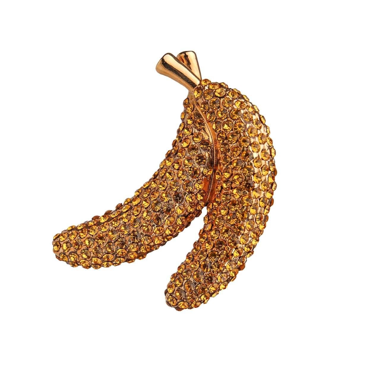 Dolce & Gabbana - Banana Crystal Brooch Clip Gold Yellow In Excellent Condition For Sale In Erkrath, DE