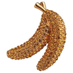Dolce & Gabbana - Banana Crystal Brooch Clip Gold Yellow