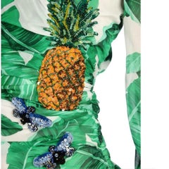 Dolce & Gabbana Banana Leaf-print Embellished Dress