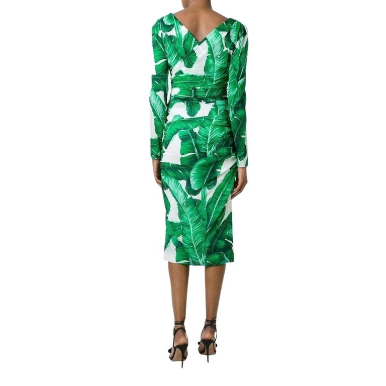 slim fit dress slacks 2020 Dolce And Gabbana Monstera Leaf Printed Skirt main image 0
