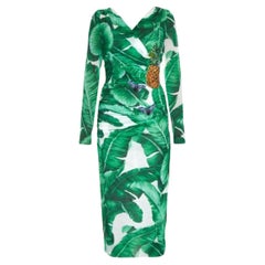 Dolce & Gabbana Banana Leaf-print Embellished Dress