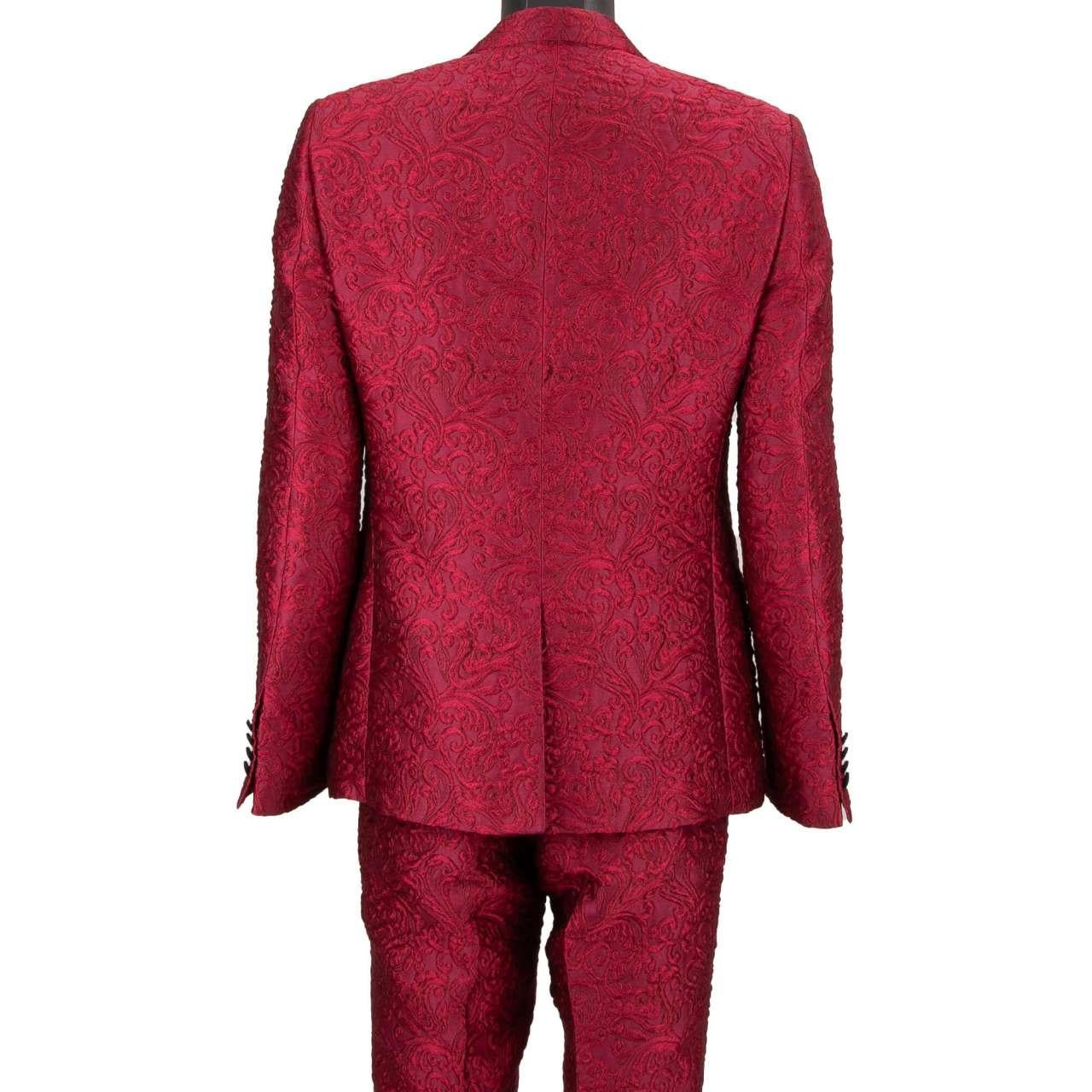 Dolce & Gabbana - Baroque 3 Piece Jacquard Suit Jacket Waistcoat SICILIA Pink 52 In Excellent Condition For Sale In Erkrath, DE