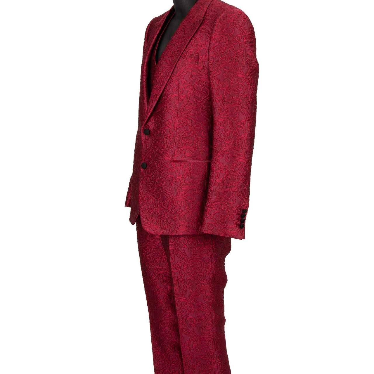 Dolce & Gabbana - Baroque 3 Piece Jacquard Suit Jacket Waistcoat SICILIA Pink 52 For Sale 5