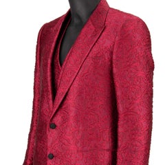 Dolce & Gabbana - Baroque 3 Piece Jacquard Suit Jacket Waistcoat SICILIA Pink 54