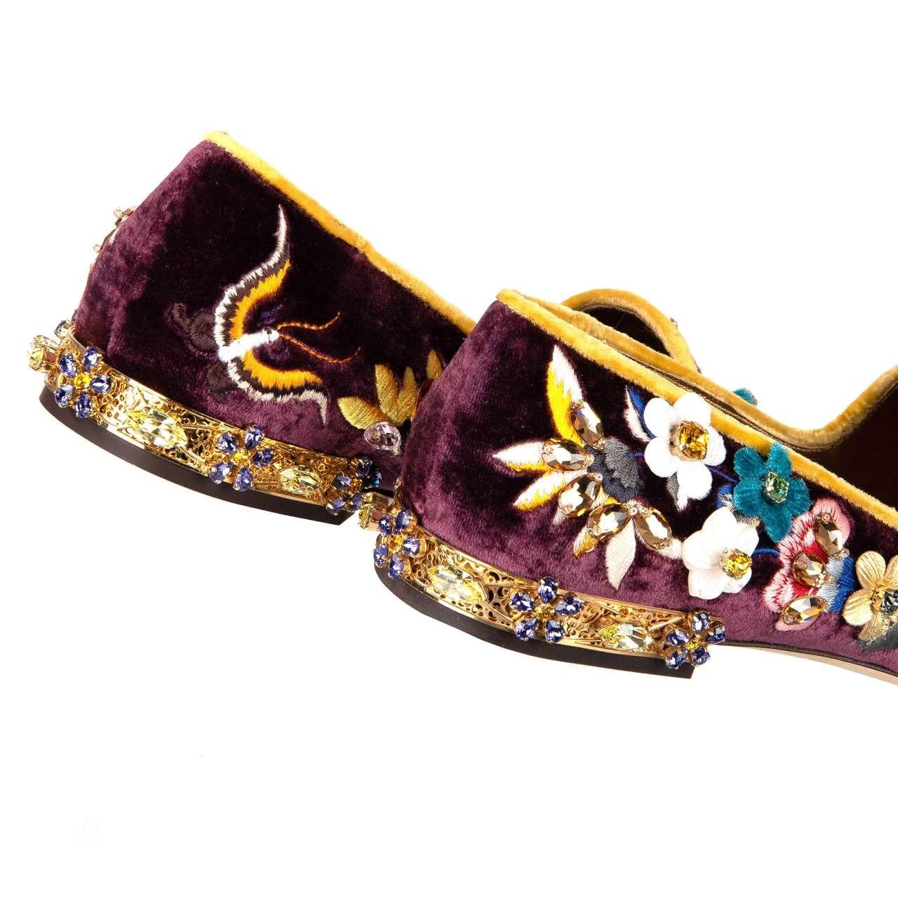Women's Dolce & Gabbana Baroque Ballerinas Loafers JASMINE Purple EUR 35.5 For Sale