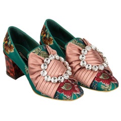 Dolce & Gabbana - Baroque Brocade Silk Bow Heel Pumps JACKIE Green Pink EUR 38