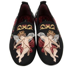 Dolce & Gabbana Baroque Crown Rose Angel Loafer YOUNG POPE Black EUR 42.5