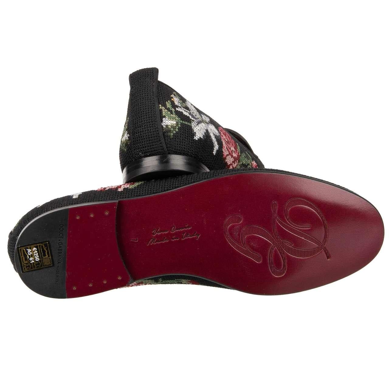 Dolce & Gabbana Baroque Crown Rose Angel Loafer YOUNG POPE Black EUR 43 For Sale 2