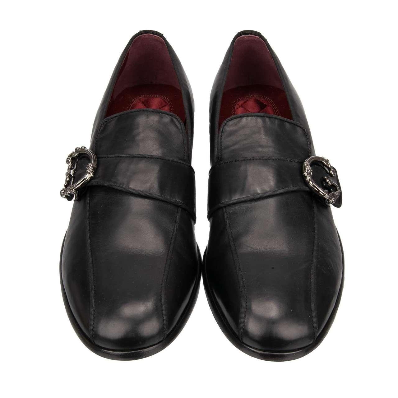 Dolce & Gabbana - Baroque DG Logo Loafer Shoes MILANO Black EUR 42 In Excellent Condition For Sale In Erkrath, DE