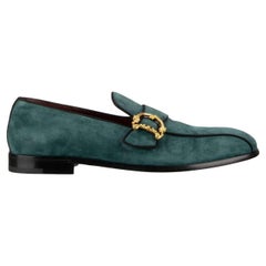 Dolce & Gabbana - Baroque DG Logo Loafer Shoes MILANO Blue Gold 44 UK 10 US 11