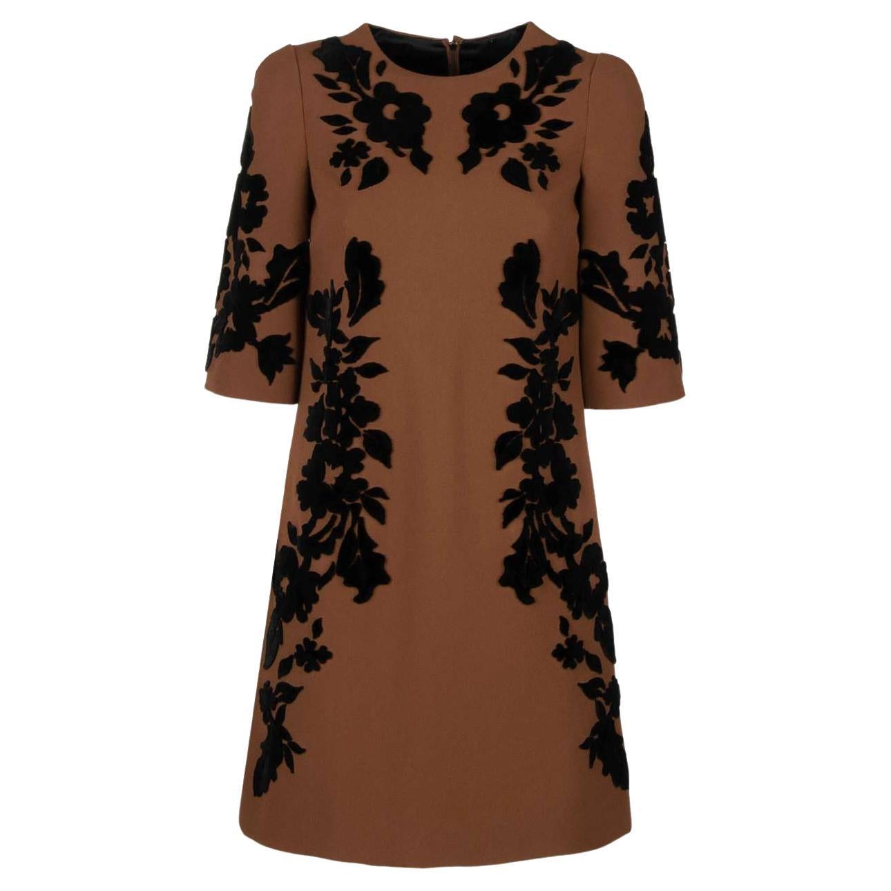 Dolce & Gabbana - Baroque Embroidery Dress Brown IT 36 For Sale