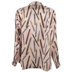 Dolce & Gabbana - Baroque Feather Pen Silk Shirt Pink 43/17