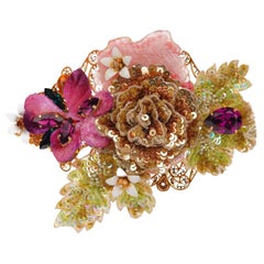 Dolce & Gabbana - Baroque Flower Crystals Hair Clip Gold