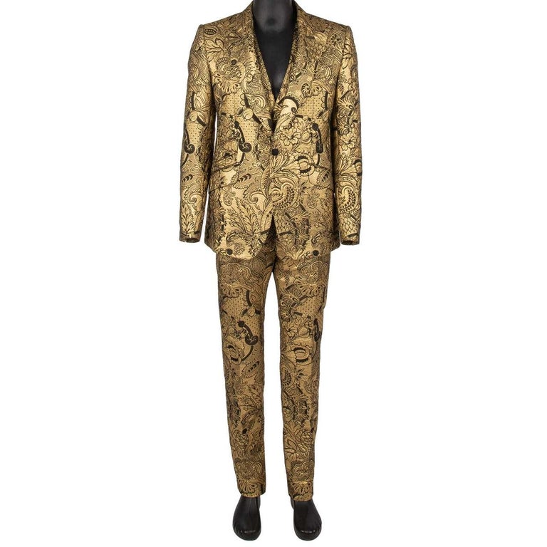 Dolce & Gabbana Black Gold Jacquard Silk Waistcoat Vest