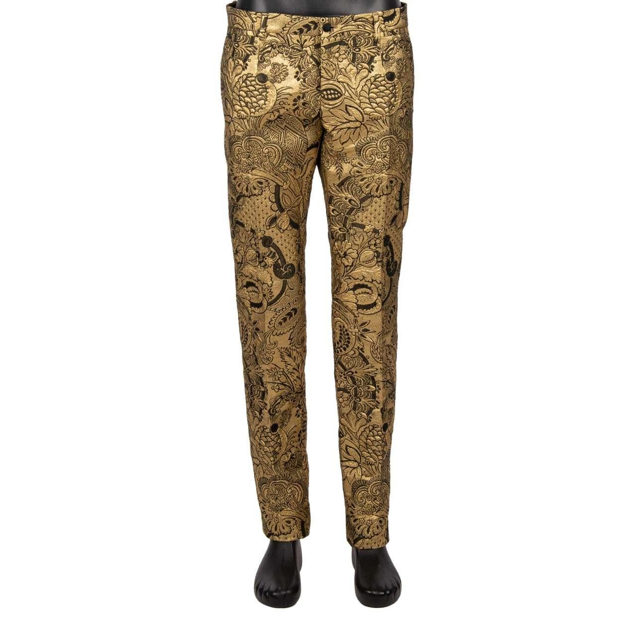 Dolce & Gabbana Traje Chaqueta Jacquard Flor Barroca SICILIA Chaleco Oro 52 en venta 1