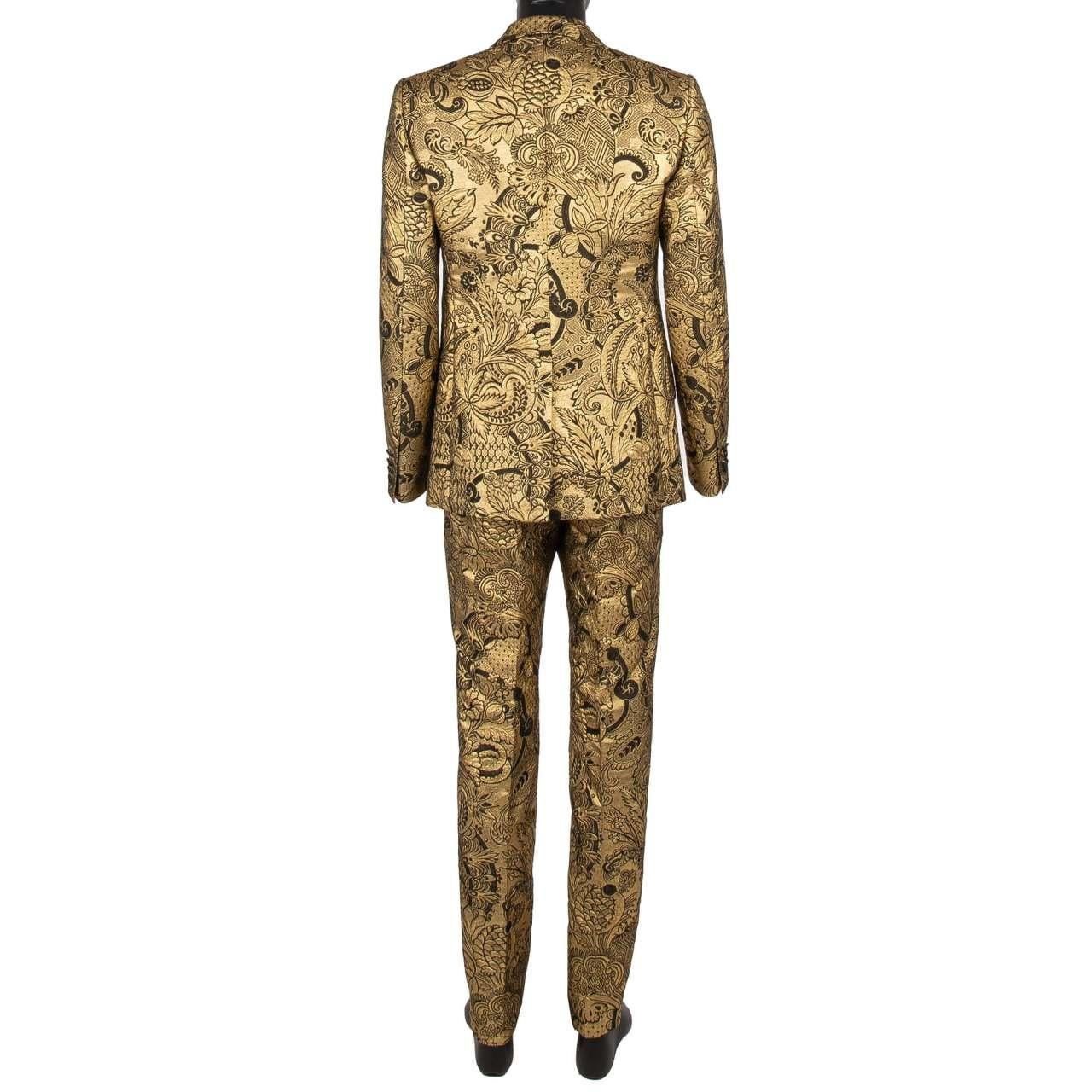 Dolce & Gabbana Traje Chaqueta Jacquard Flor Barroca SICILIA Chaleco Oro 52 en venta 4