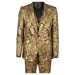 Dolce & Gabbana Baroque Flower Jacquard SICILIA Suit Jacket Waistcoat Gold 52