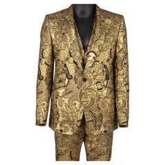 Dolce & Gabbana Traje Chaqueta Jacquard Flor Barroca SICILIA Chaleco Oro 52