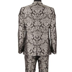 Dolce & Gabbana - Baroque Flower Jacquard Suit MARTINI Silver Black 50