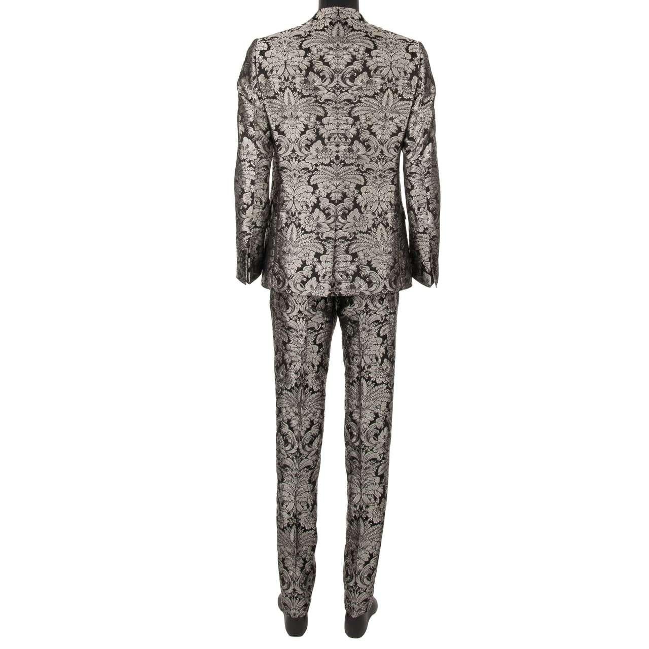 Dolce & Gabbana - Baroque Flower Jacquard Suit MARTINI Silver Black 50 For Sale 2